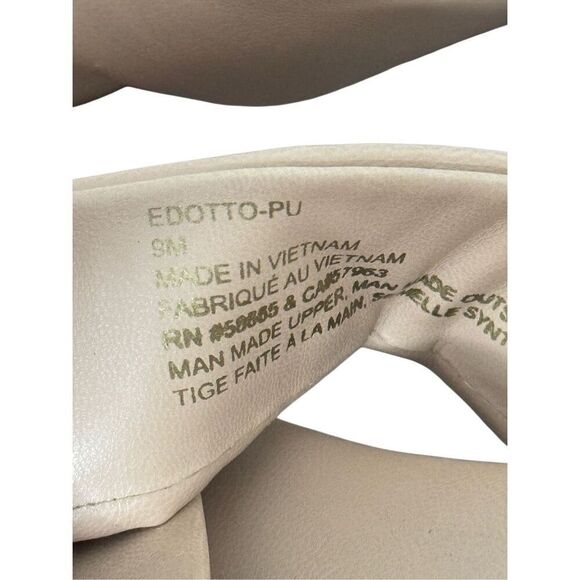 Open Edit Sandals Size 9 Beige Square Open Toe Crisscross Slides - Picture 7 of 8